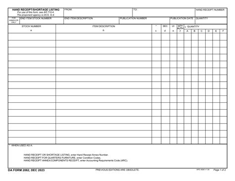 DA Form 2062 - Fill Out, Sign Online and Download Fillable PDF ...