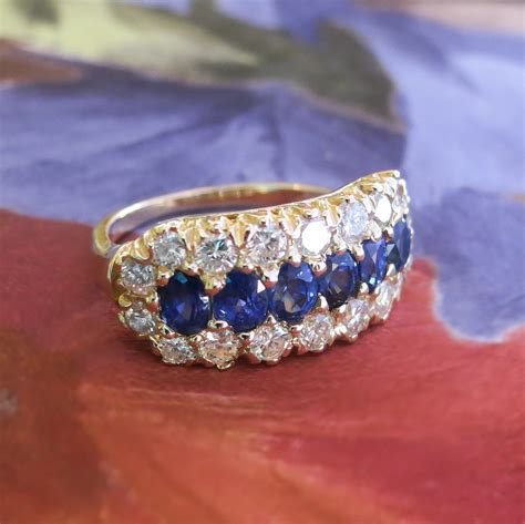 Vintage Sapphire Diamond Ring Circa 1940's Blue Sapphire and Diamond ...