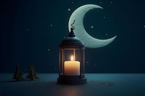 Premium AI Image | A lantern with a candle in the background of a moon ...