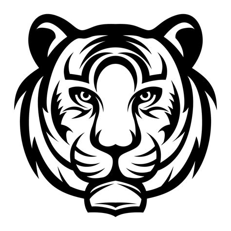 Tiger Head vector black and white logo design illustration template ...