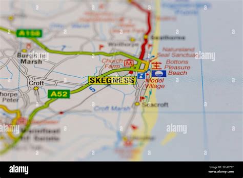 Skegness and surrounding areas shown on a road map or Geography map ...