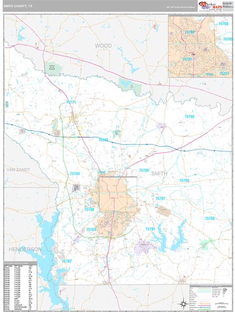 Smith County, TX Wall Map Premium Style by MarketMAPS - MapSales