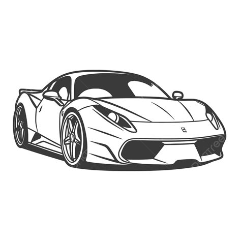 Black White Ferrari Sports Car Outline Sketch Drawing Vector, Car ...