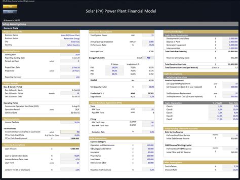 Excel Template: Solar (PV) Power Plant - Project Finance Model (Excel ...