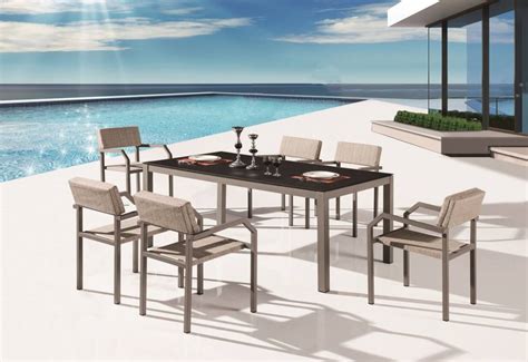 Barite Modern Outdoor Dining Set For 6 with Armed Chairs - Icon Outdoor ...