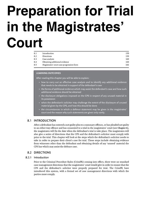 Preparation for Trial in the Magistrates’ Court - The magistrates will ...