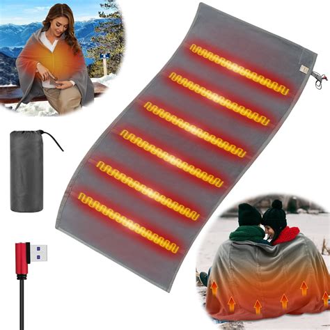 MBVOICO Heated Blanket Battery Operated Portable - USB Electric Throw ...