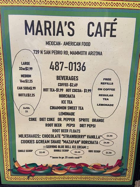 Menu at Marias Cafe, Mammoth