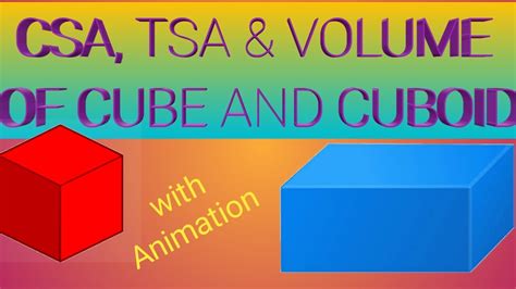 CSA,TSA & LSA of Cube and Cuboid -with 3D Animation - YouTube