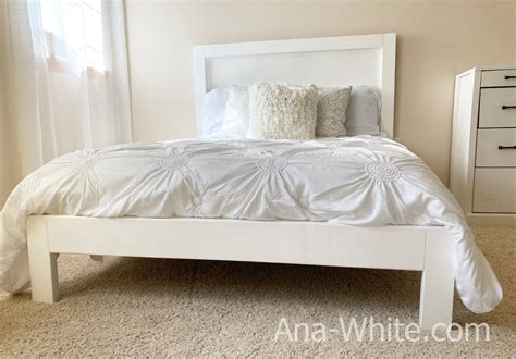 Queen Size White Wood Bed Frame Double Headboard - Hanaposy