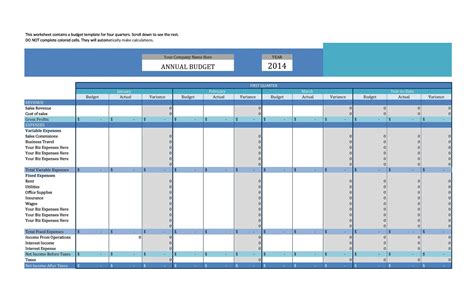 New Business Budget Template