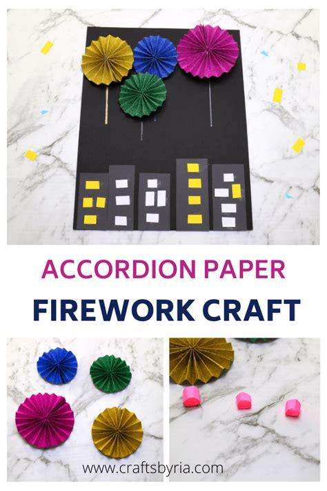 Accordion paper firework craft - Crafts By Ria