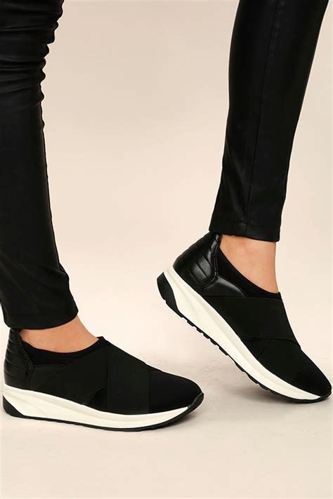 Cool Black Sneakers - Slip-on Sneakers - Black Trainers - $44.00