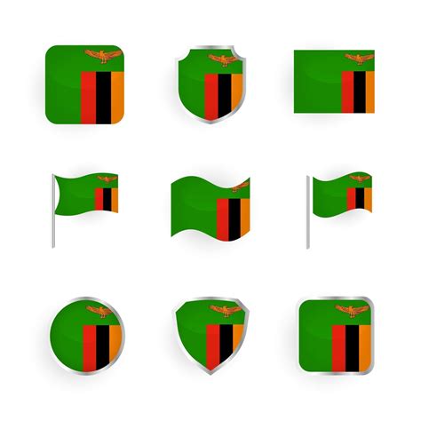 Zambia Flag Icons Set 2965535 Vector Art at Vecteezy