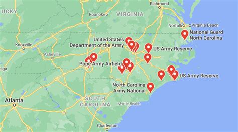 North Carolina Military Bases Map