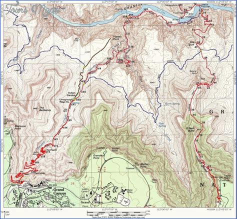 Grand Canyon Hiking Trails Map - ToursMaps.com