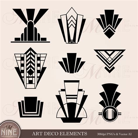 Art Deco Clip Art Art Deco Elements Clipart Downloads | Etsy