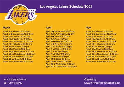 Lakers Schedule Printable