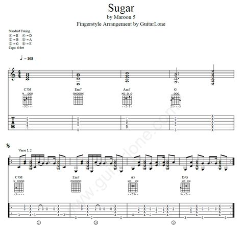 Maroon 5 – Sugar (fingerstyle) – GuitarLone.com