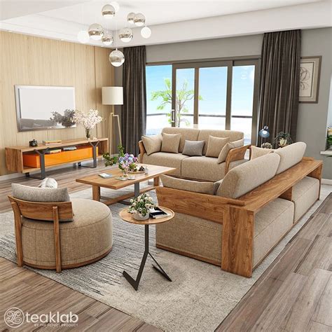 Buy Modern Country Design Teak Wood Sofa Set Online | TeakLab