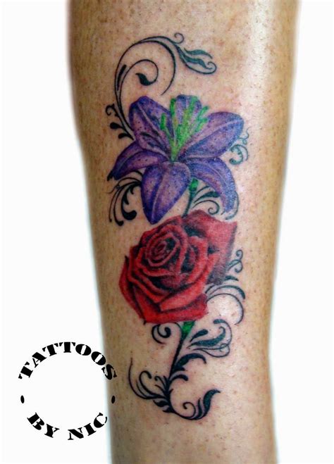 Tattoos by Nic . Nicola Hanley-Carter: lily and rose tattoo