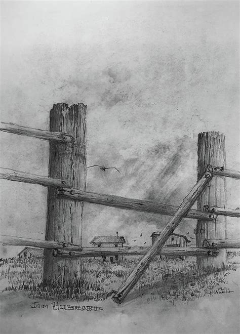 Broken fence Drawing by Jim Hubbard - Fine Art America