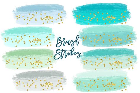 Watercolor Splashes Clipart, mint Brush Strokes Clip Art, Watercolor ...