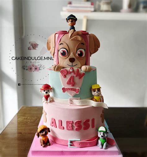 Three-tier Paw Patrol Blue and Pink Cake - CakeIndulge PH