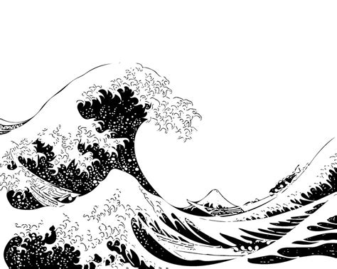 Awasome The Great Wave Off Kanagawa Black And White Wallpaper ...