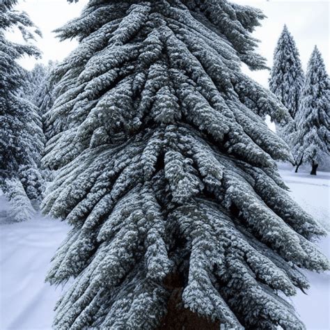 Cedar Tree with Snow in High Definition · Creative Fabrica