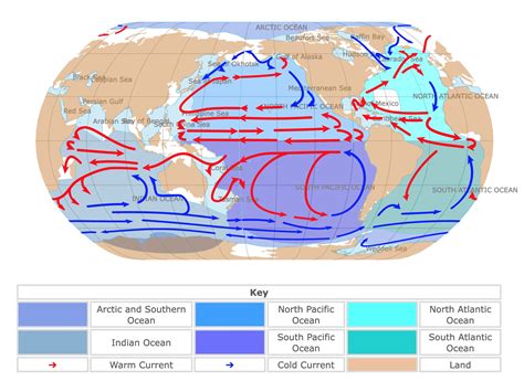 World Map of Oceans and Currents