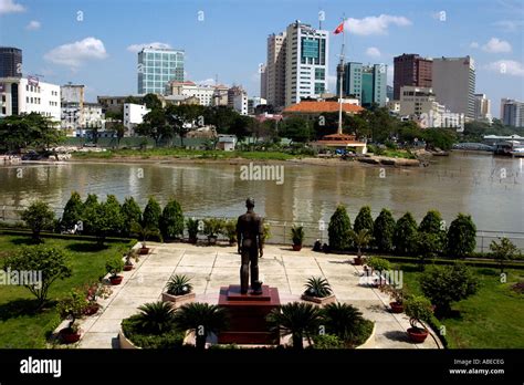 A statue of Ho Chi Minh looks out from the Ho Chi Minh City Museum Ho ...