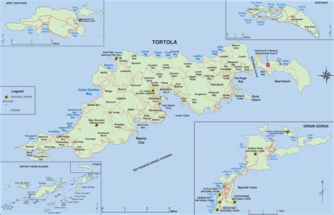 Large detailed map of Tortola British Virgin Islands. Tortola British ...