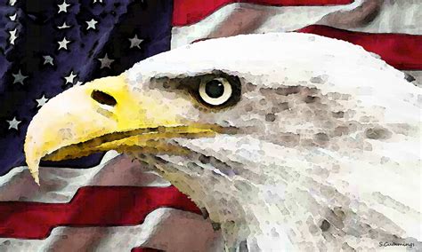 Bald Eagle Art - Old Glory - American Flag Painting by Sharon Cummings