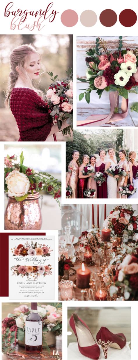 Rose Gold, Blush and Burgundy Wedding Color Palette Inpirational Board ...