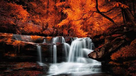 Autumn waterfall - backiee