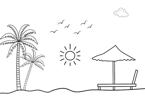 Beach Clipart Free Black And White