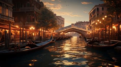 Premium AI Image | Romantic gondola ride near Rialto Bridge in Venice Italy