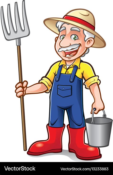 Cartoon farmer standing Royalty Free Vector Image