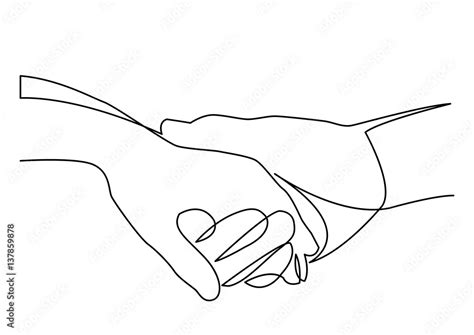 continuous line drawing of holding hands together Stock Vector | Adobe ...