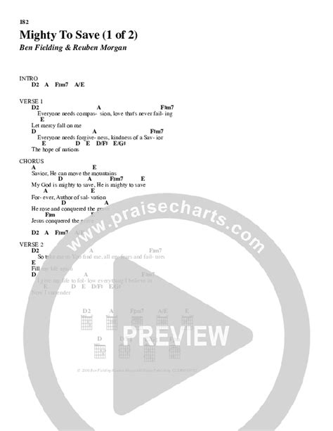 Mighty To Save Chords PDF (Don Moen) - PraiseCharts