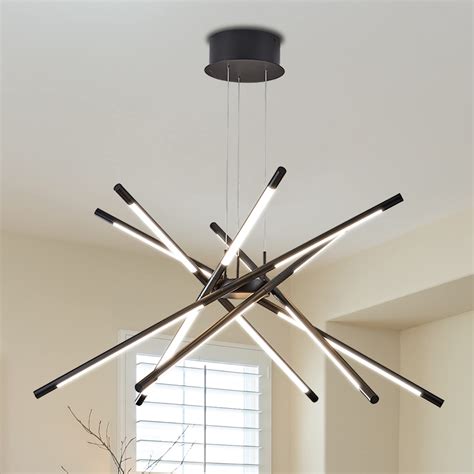 Illuminati Black Modern LED Chandelier Sputnik Pendant Light Fixture ...