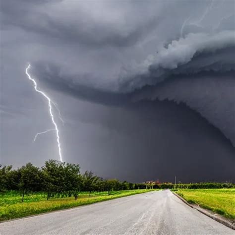 Wall cloud on ground, mesocyclone on ground, super | Stable Diffusion