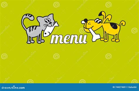 Funny Cat And Dog Eating Food. Cartoon Vector | CartoonDealer.com #74427469