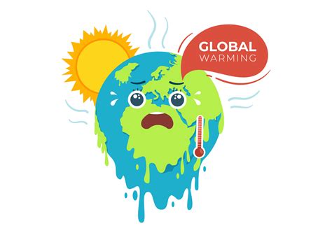 Global Warming Cartoon Style Illustration with Planet Earth in a ...