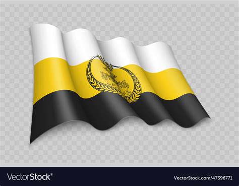 3d realistic waving flag of perak is a state of Vector Image