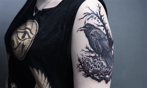 Raven tattoo front view by sHavYpus on DeviantArt