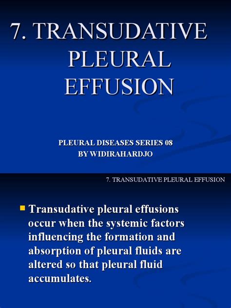 7. Transudative Pleural Effusion | PDF | Heart Failure | Causes Of Death