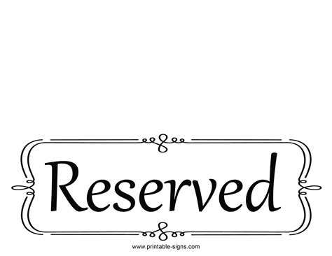 Free Printable Reserved Sign - Printable Signs