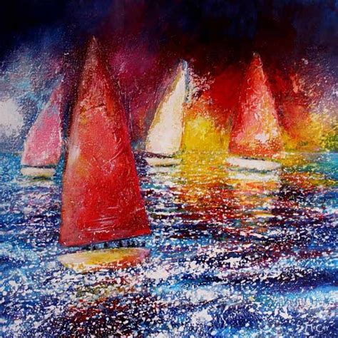 Sunset Reflections | Sailing Seascapes Paintings | Buy Original Art Online